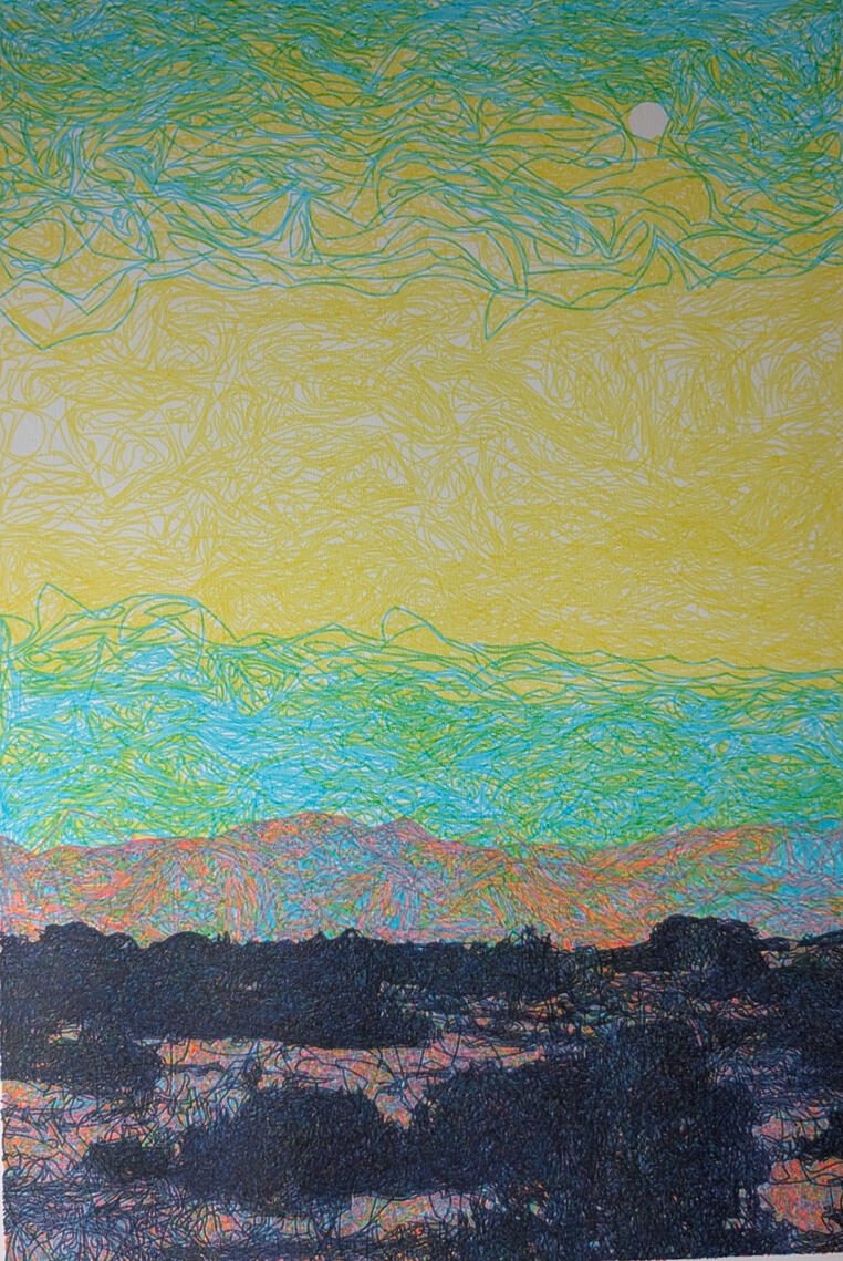 Interpretation of a photo of the desert near Santa Fe.